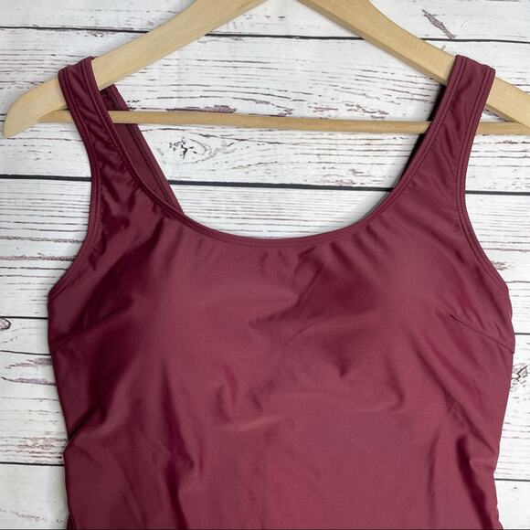 On The Beach burgundy full piece bathing suit - Picture 2 of 12